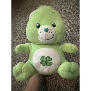 Care Bears Good Luck Bear 10” Green Clover Stuffed Plush 2003 Nanco